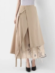Irregular Skirts For Women High Waist Patchwork Lace Up New