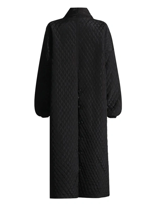 TWOTWINSTYLE Argyle Down Jacket Female Winter 2022 Laepl Long Sleeve Minimalsit Thick Coat Fashion Clothing