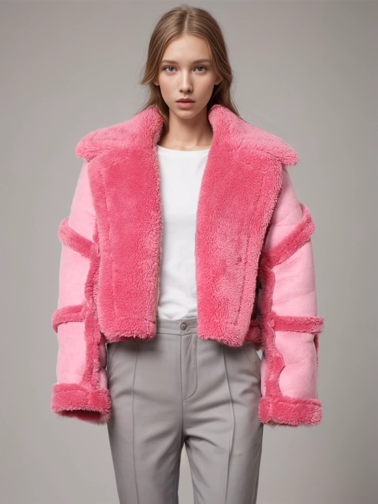 TWOTWINSTYLE Straight Coats For Women Lapel Long Sleeve  Solid Open Stitch Jackets Fashion Clothing
