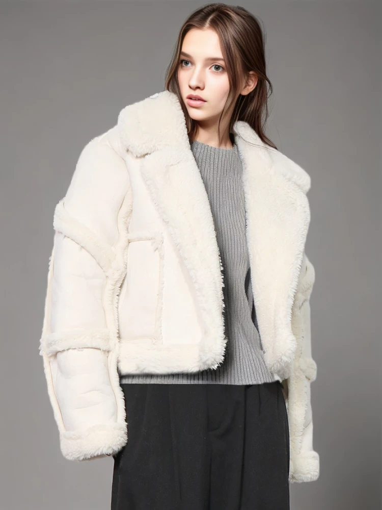 TWOTWINSTYLE Straight Coats For Women Lapel Long Sleeve  Solid Open Stitch Jackets Fashion Clothing