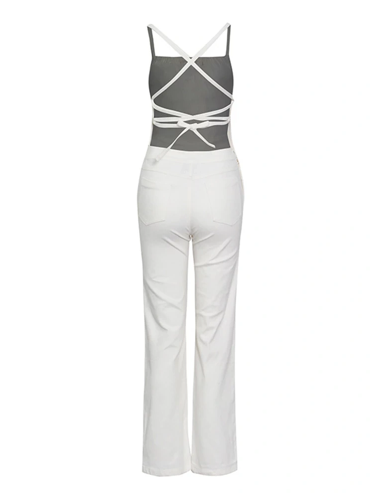TWOTWINSTYLE Free Shipping Off Shoulder Solid Jumpsuits Female Square Collar Sleeveless Fashion Clothing
