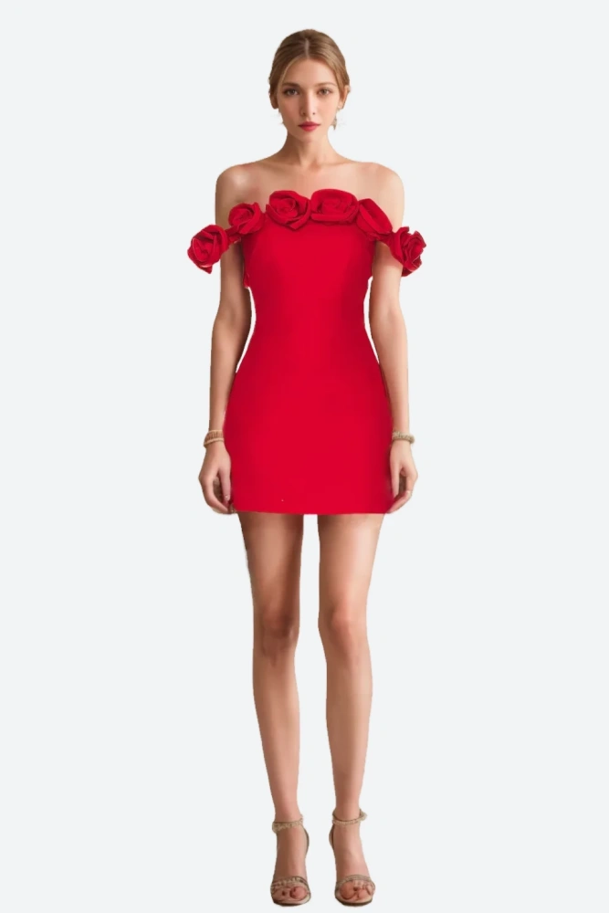 TWOTWINSTYLE Mini  Appliques Sexy Slimming Dresses For Women Strapless Sleeveless Fashion Clothing