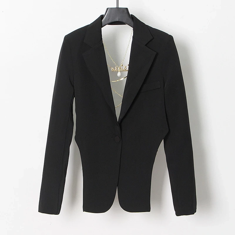 TWOTWINSTYLE Patchwork Chain Blazer For Women Notched Collar Clothing