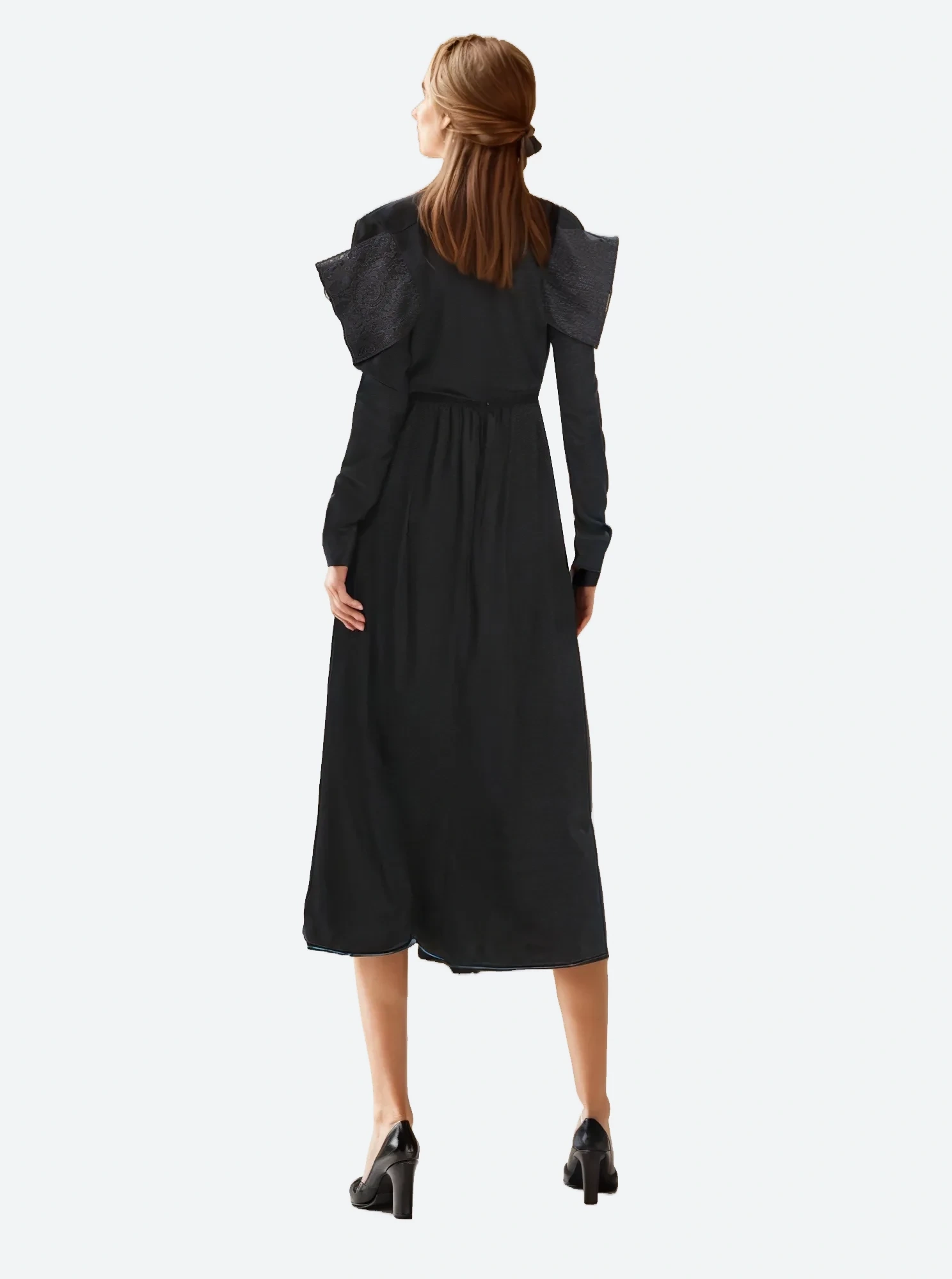 TWOTWINSTYLE Bownot Dresses For Women Round Neck Long Sleeve Tunic Loose Fashion Clothing