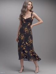 Printing Elegant Dress For Women Sleeveless Lace Up New