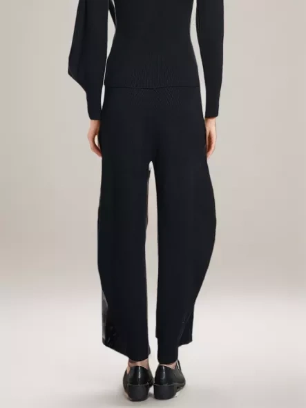 TWOTWINSTYLE Solid Knitting Minimalist Pants For Women Latern Trousers Fashion Clothing