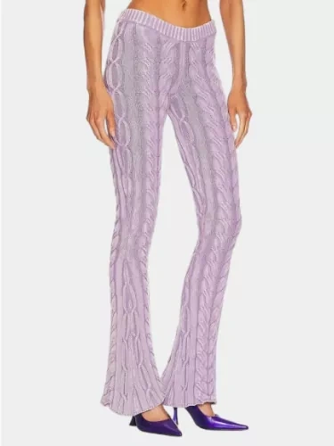 TWOTWINSTYLE Patchwork Knitted Pants For Women High Waist Spliced  Elasticity Fashion Clothes