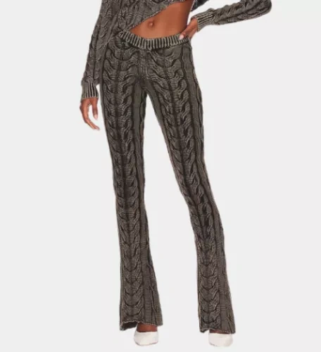 TWOTWINSTYLE Patchwork Knitted Pants For Women High Waist Spliced  Elasticity Fashion Clothes