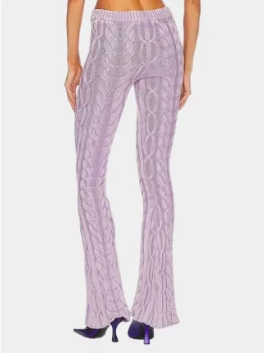 TWOTWINSTYLE Patchwork Knitted Pants For Women High Waist Spliced  Elasticity Fashion Clothes
