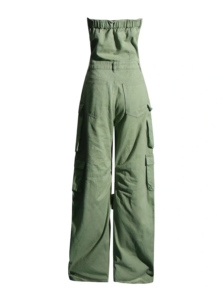 TWOTWINSTYLE Jumpsuits  For Women Off Shoulder Spliced Zipper Fashion Clothing