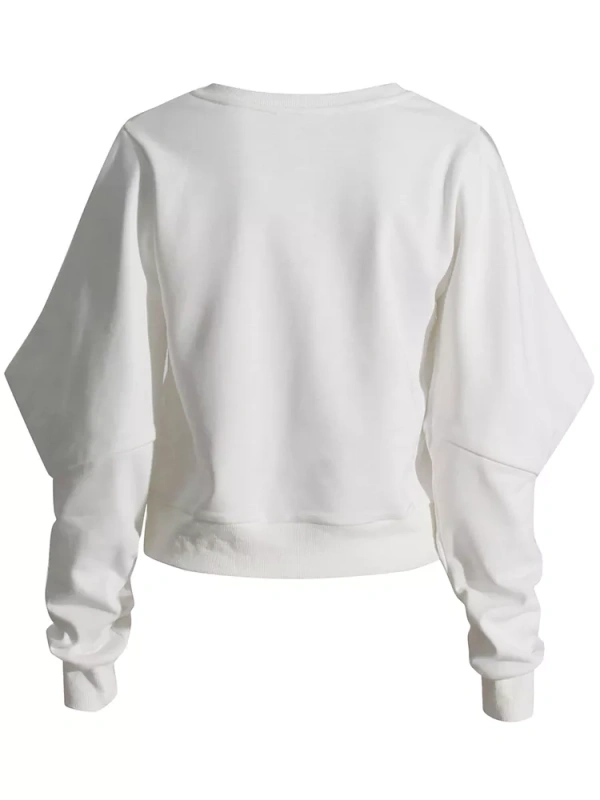 TWOTWINSTYLE  Hollow Out Off Shoulder Diamonds Pullover Sweatshirt