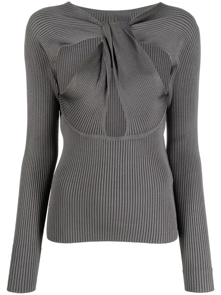TWOTWINSTYLE Hollow Out Folds Knitting Minimalist