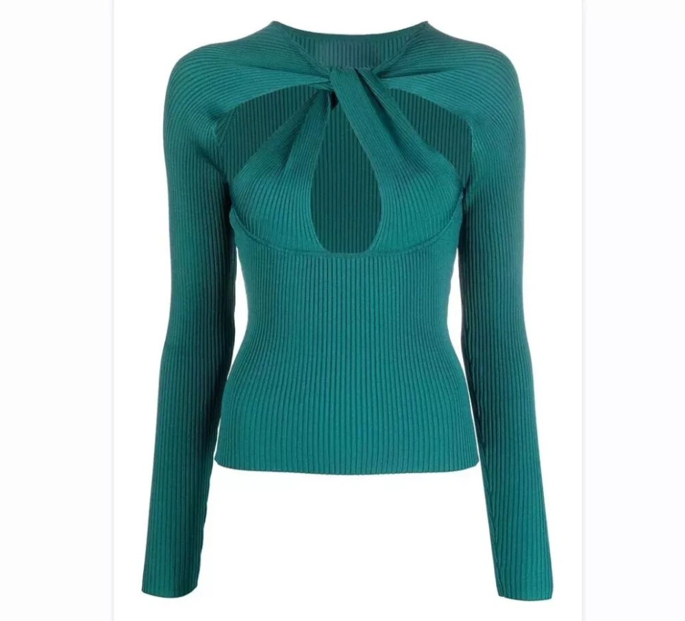 TWOTWINSTYLE Hollow Out Folds Knitting Minimalist
