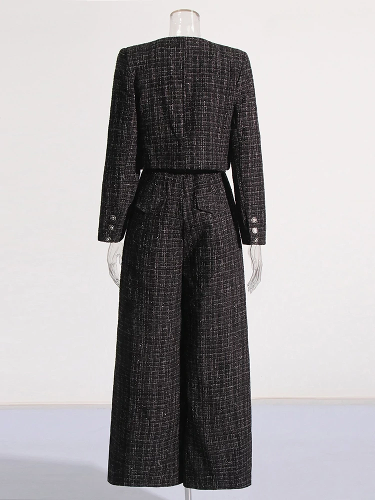 TWOTWINSTYLE Belt  Coat Jumpsuit Two-piece Set Women Clothing