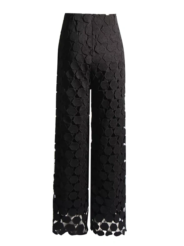 TWOTWINSTYLE Wafer Embroidery Tassels Straight Pants