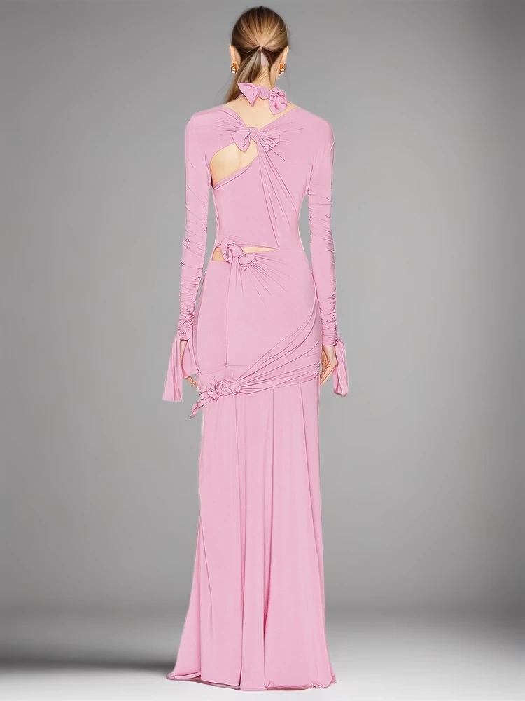 TWOTWINSTYLE New  Hollow Out   Split Maxi   Women Long  Dresses