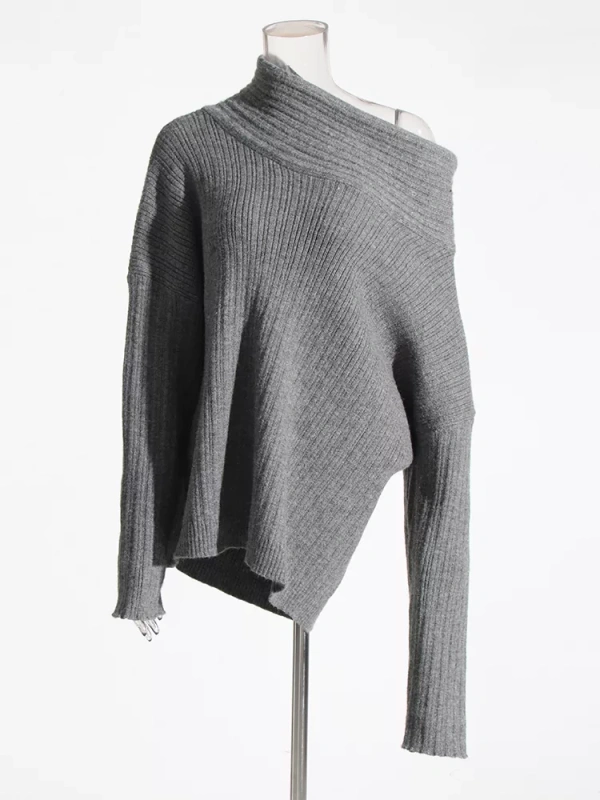 TWOTWINSTYLE Pullover Diagonal Collar Sweaters