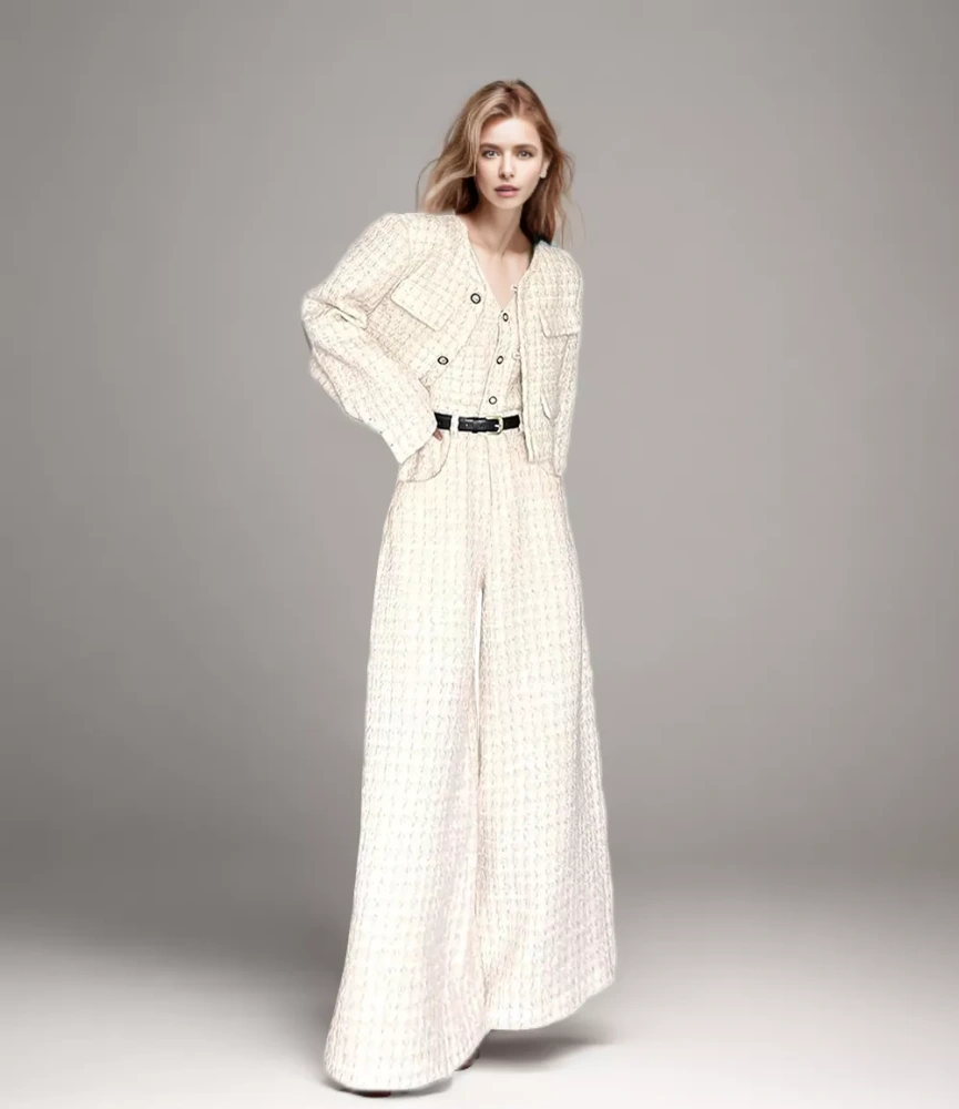 TWOTWINSTYLE Belt Coat Jumpsuit Two piece Set