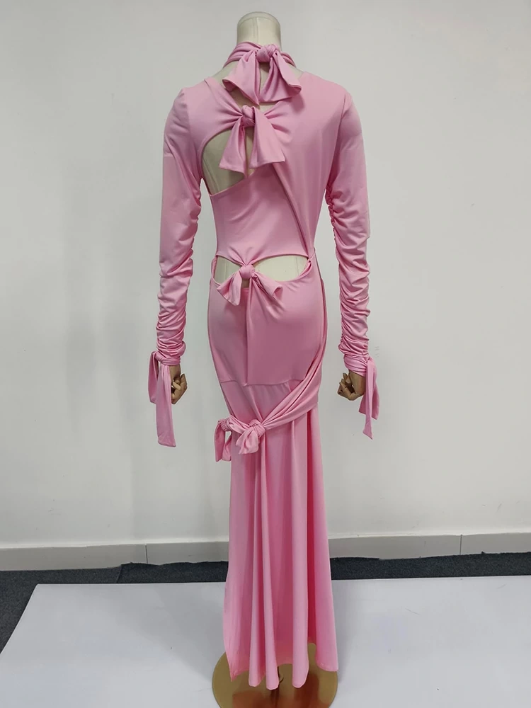 TWOTWINSTYLE New  Hollow Out   Split Maxi   Women Long  Dresses