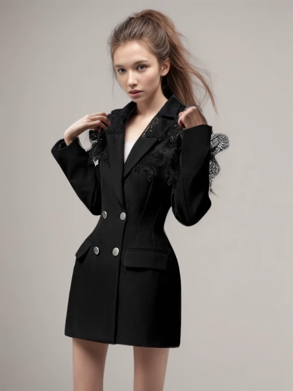 TWOTWINSTYLE New  Patchwork Double Breasted  Women Blazer