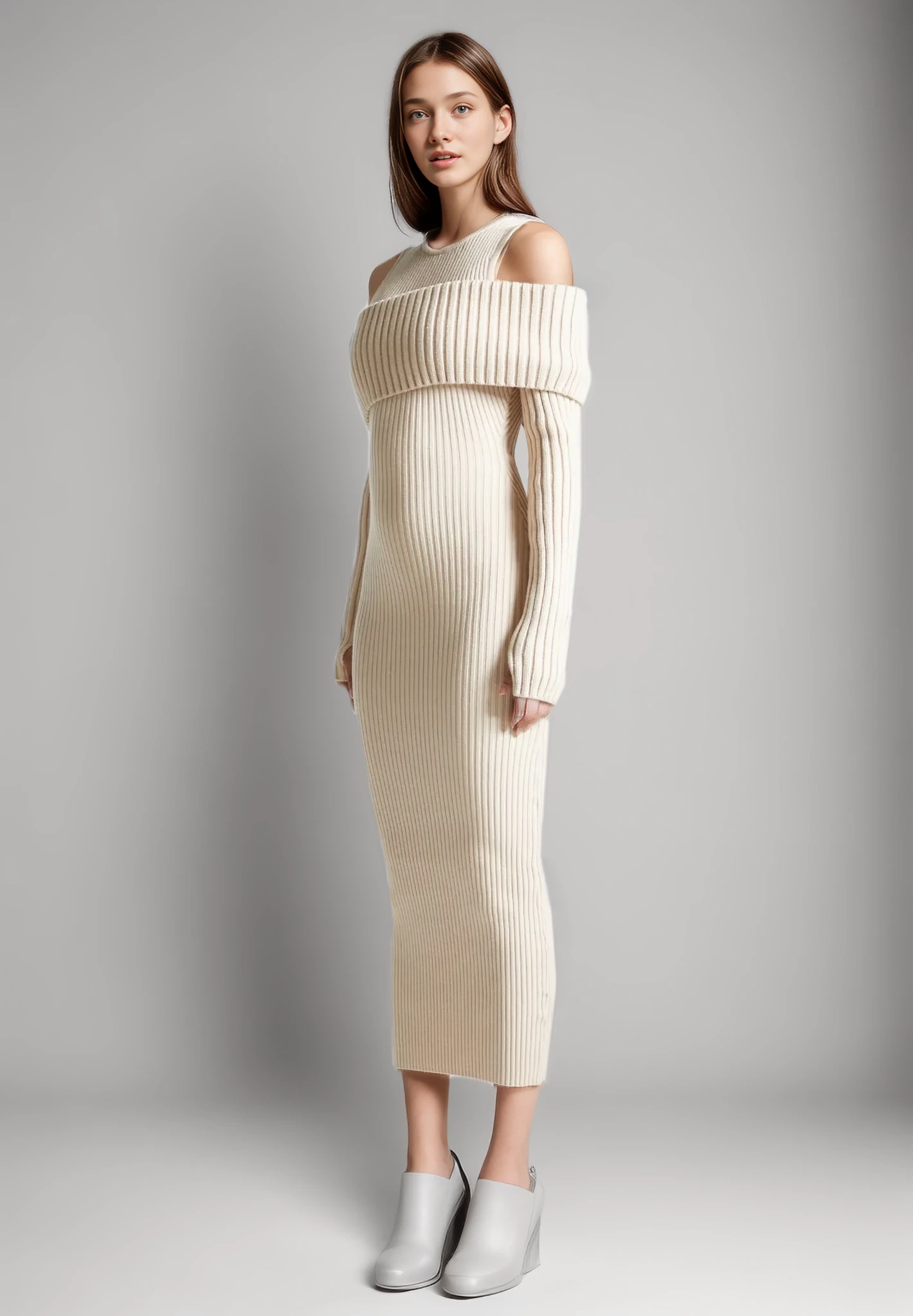 TWOTWINSTYLE Knitting Asymmetric Off Shoulders Bodycon Dresses