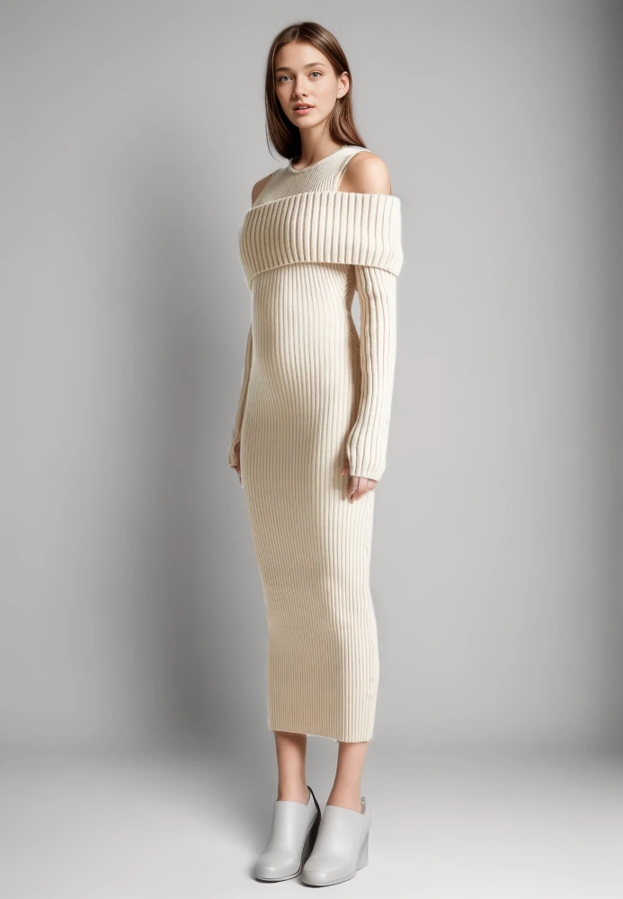 TWOTWINSTYLE Knitting Asymmetric Off Shoulders Bodycon Dresses