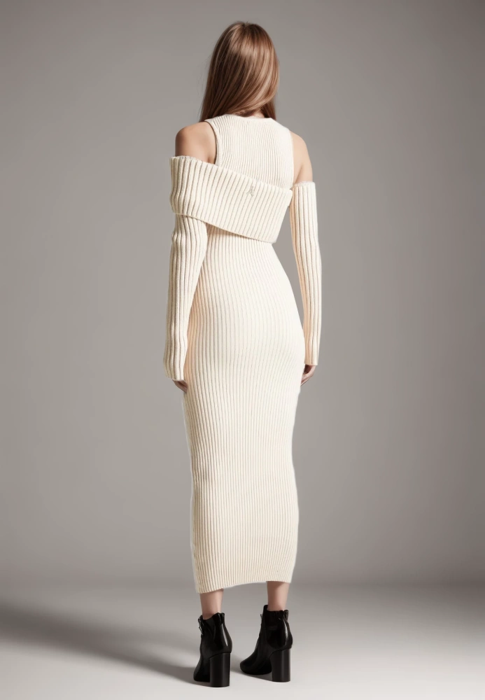 TWOTWINSTYLE Knitting Asymmetric Off Shoulders Bodycon Dresses