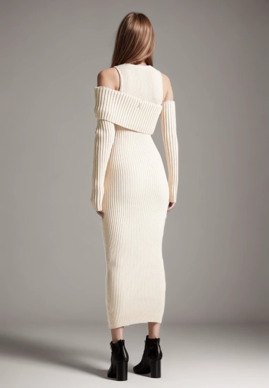 TWOTWINSTYLE Knitting Asymmetric Off Shoulders Bodycon Dresses