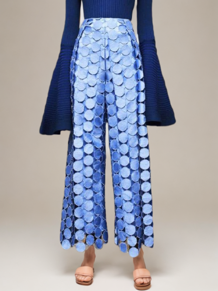 TWOTWINSTYLE Wafer Embroidery Tassels Straight Pants
