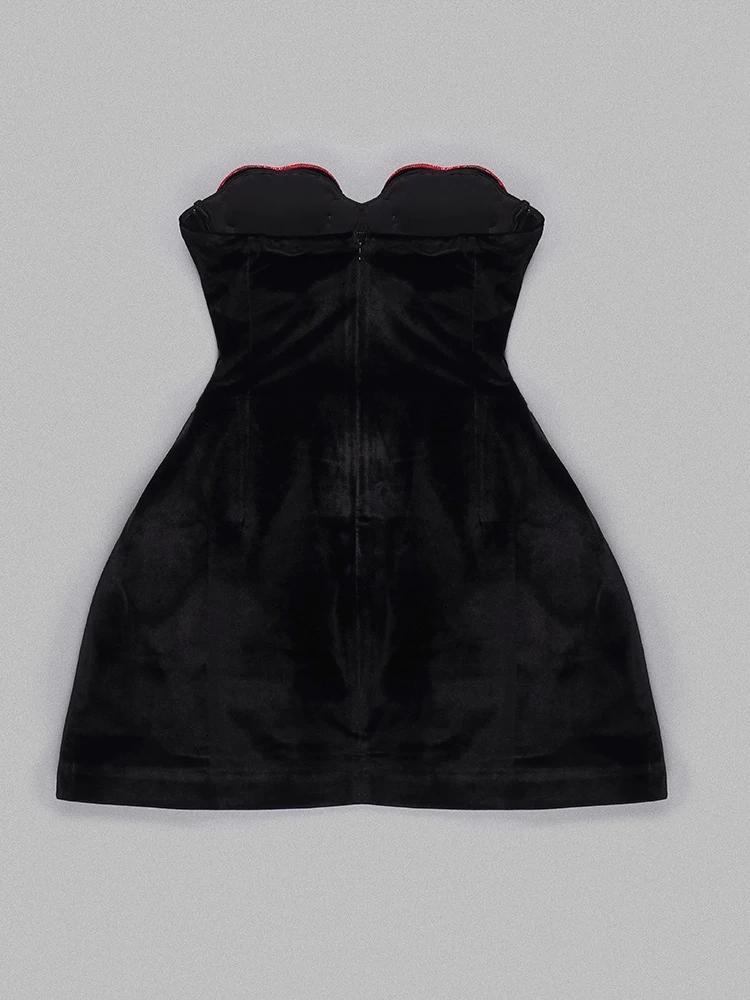 TWOTWINSTYLE New Christmas Peach Heart Diamond A-line Velvet Dress