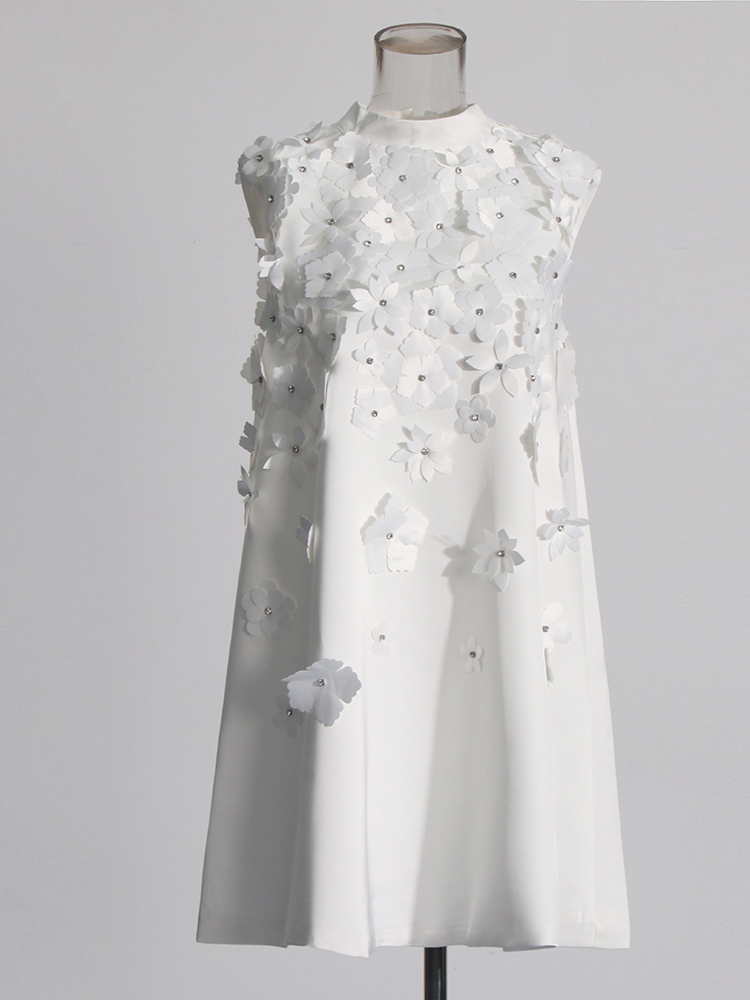 TWOTWINSTYLE New Patchwork  Appliques Elegant Sleeveless Women Dresses