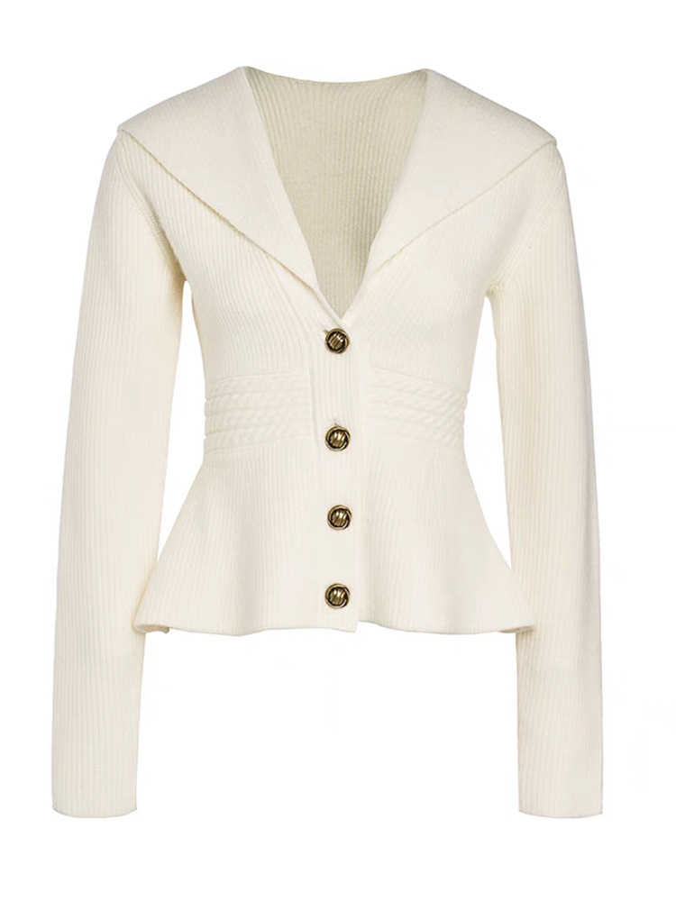 TWOTWINSTYLE New Lapel Wool Apricot Sweater