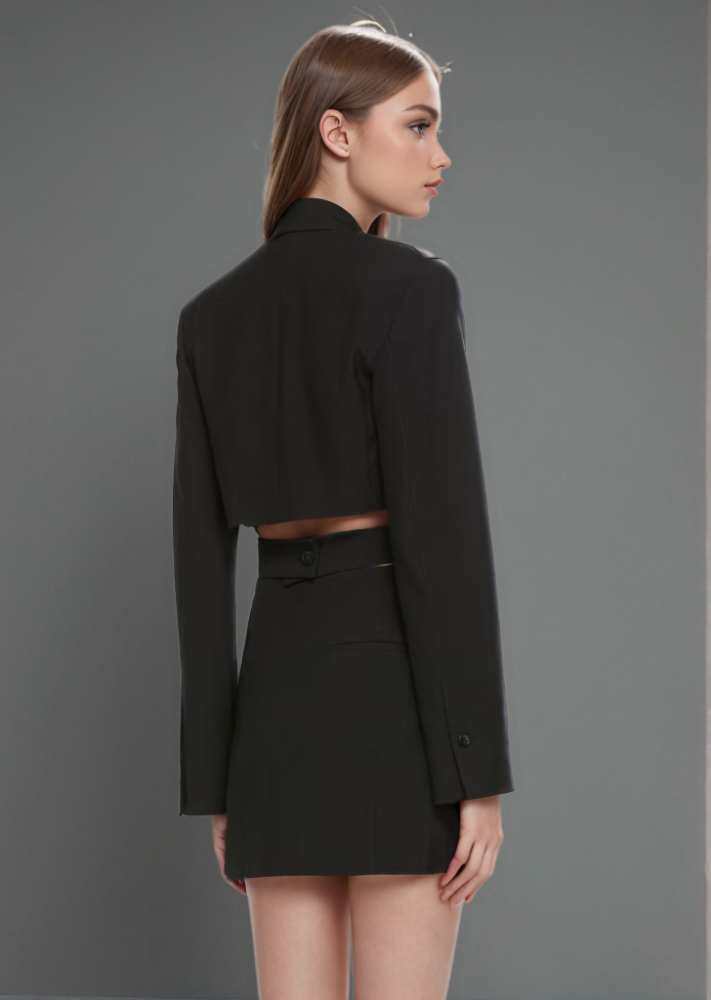 TWOTWINSTYLE Irregular Waist Hollow out Blazer
