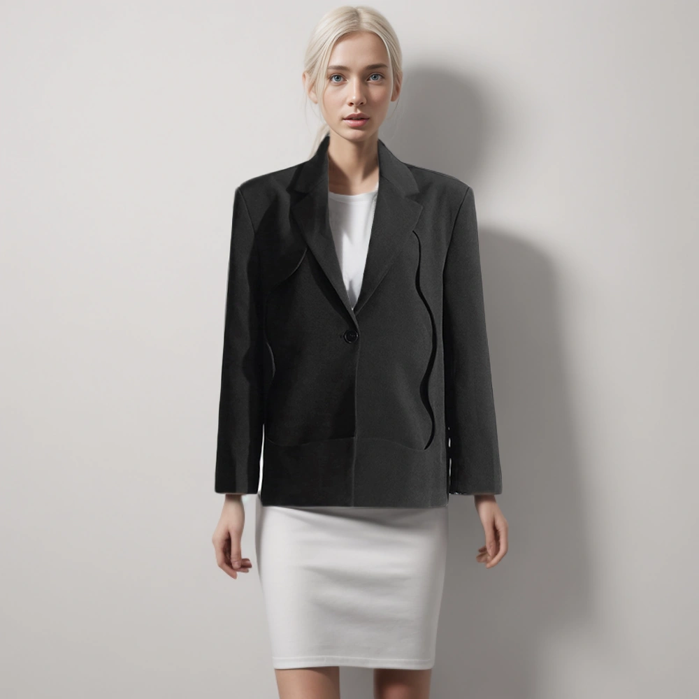 TWOTWINSTYLE Solid  Patchwork Hollow Out Backless Blazer