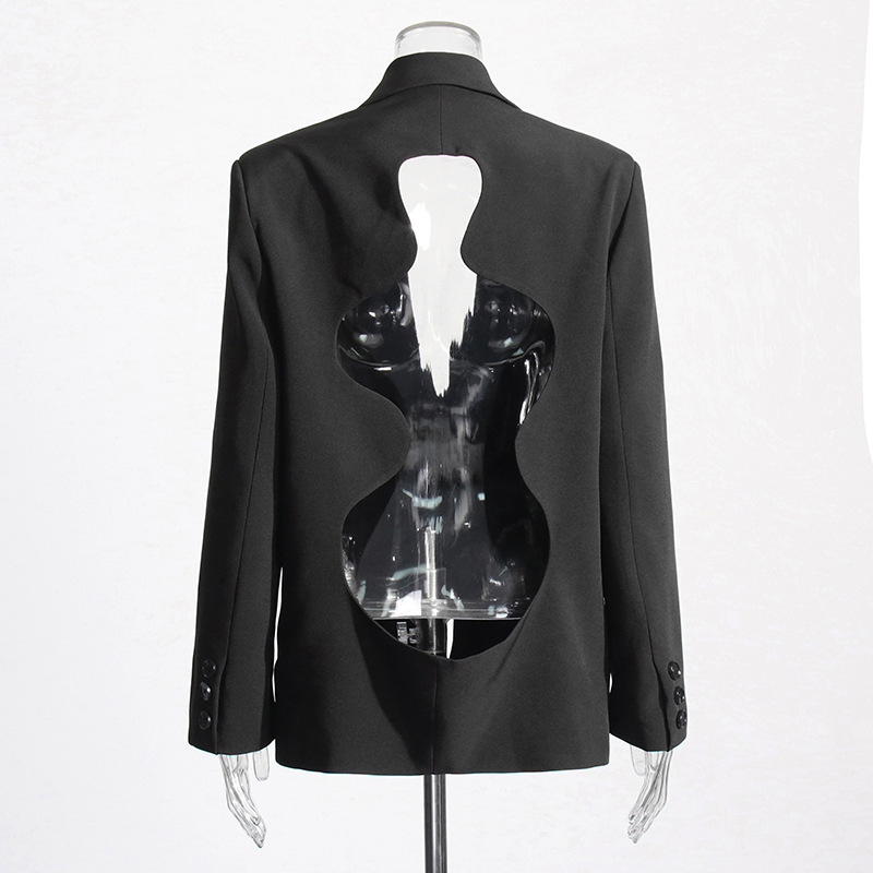 TWOTWINSTYLE Solid  Patchwork Hollow Out Backless Blazer