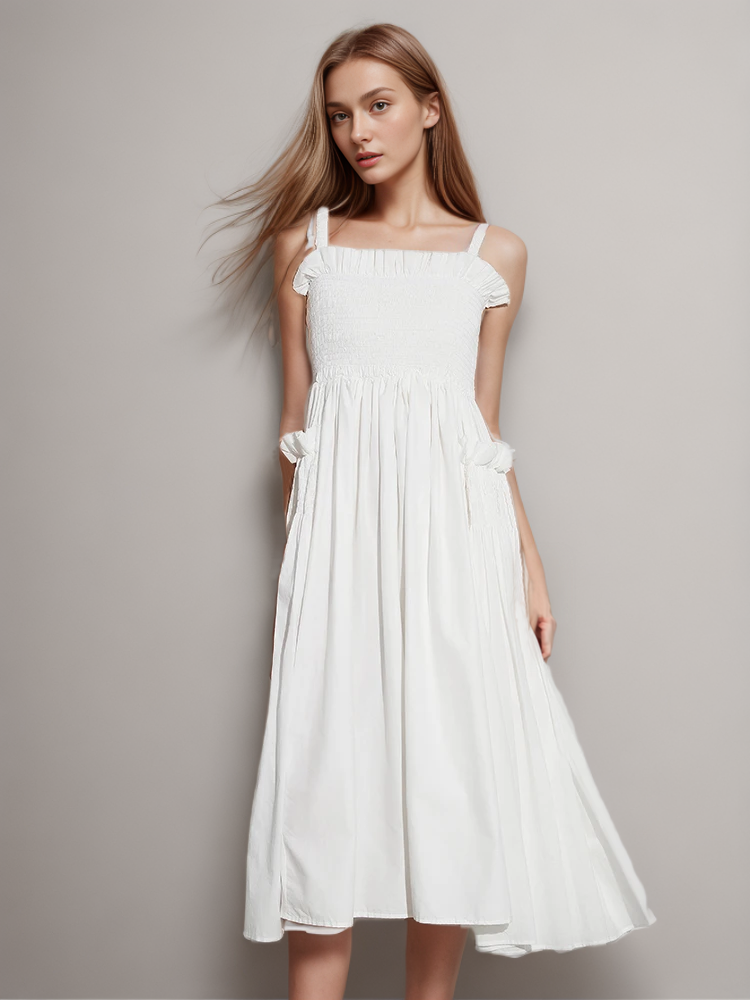 TWOTWINSTYLE Bare Back Square Collar Slip Dress