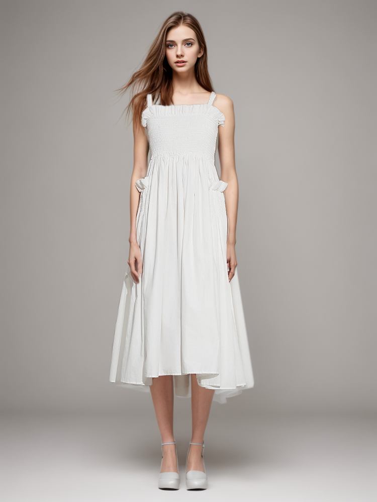 TWOTWINSTYLE Bare Back Square Collar Slip Dress