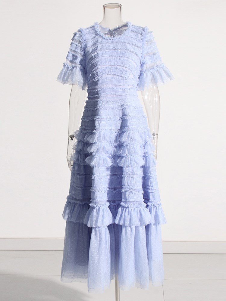 TWOTWINSTYLE New Patchwork  Lace Mesh Floral Maxi  Dress