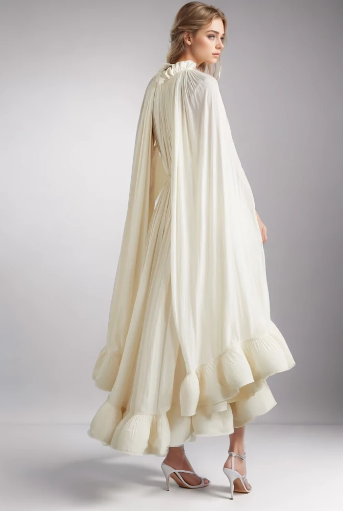 TWOTWINSTYLE Patchwork Lace Up V Neck Cloak Sleeve Women Dress