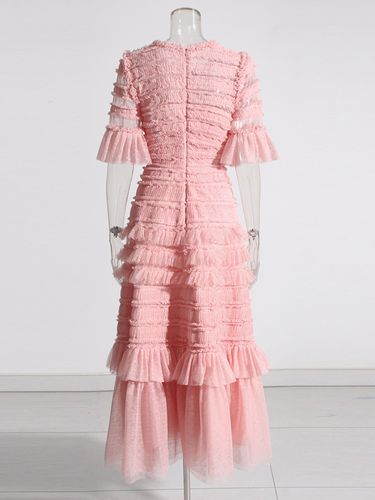 TWOTWINSTYLE New Patchwork  Lace Mesh Floral Maxi  Dress