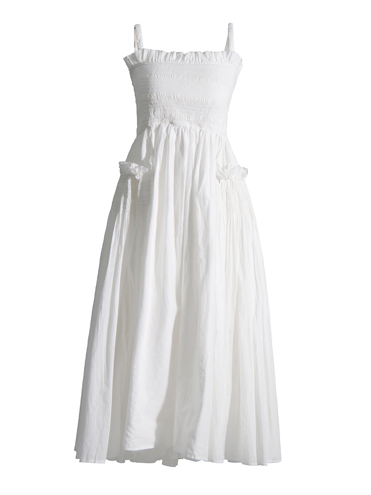 TWOTWINSTYLE Bare Back Square Collar Slip Dress