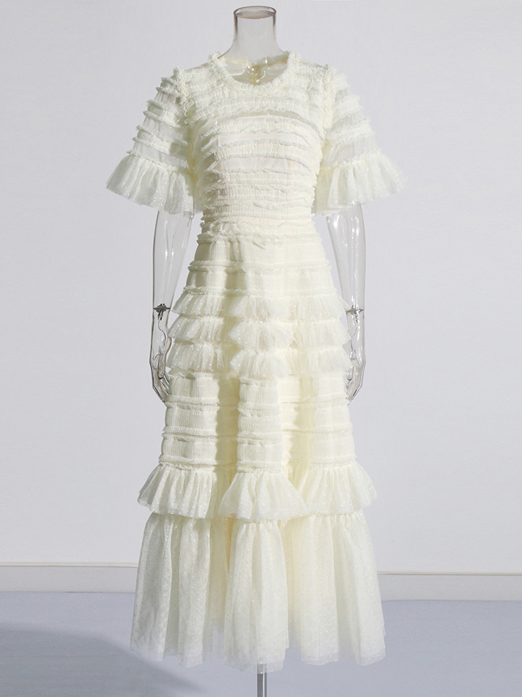 TWOTWINSTYLE New Patchwork  Lace Mesh Floral Maxi  Dress