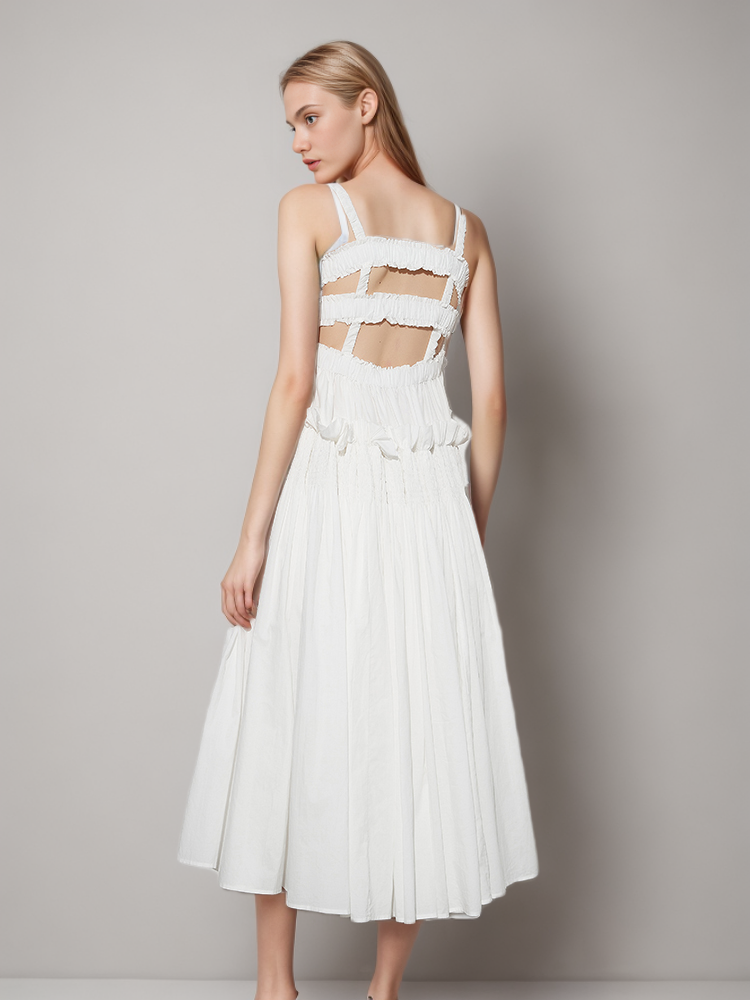 TWOTWINSTYLE Bare Back Square Collar Slip Dress