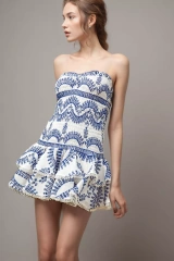 Folds Strapless Hollow Out Mini Dress