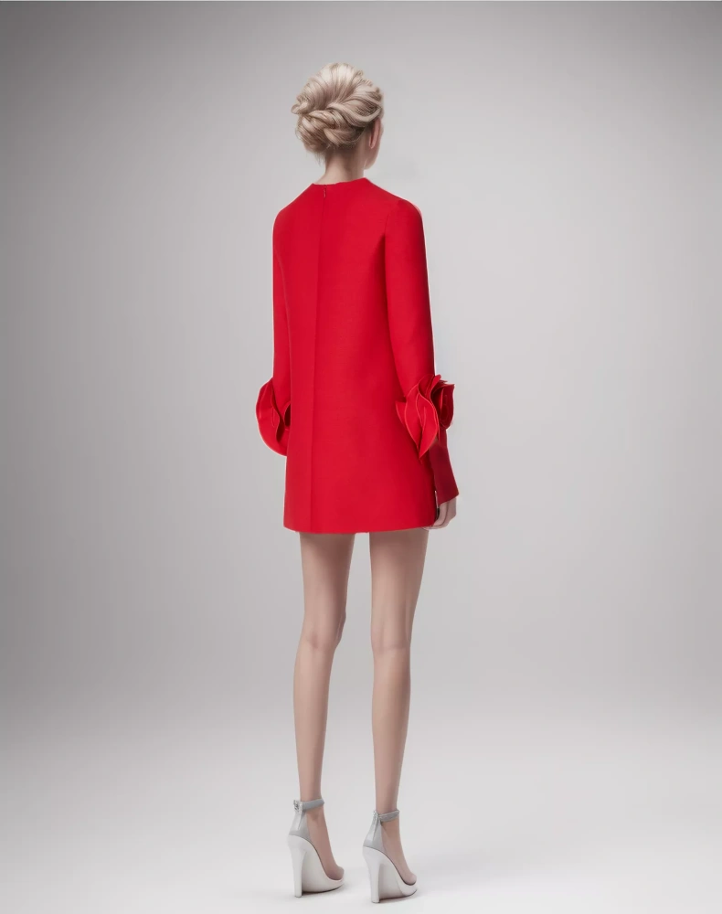 TWOTWINSTYLE New Christmas Spliced Appliques Mini Women's Dress  Round Neck Long Sleeve Clothing