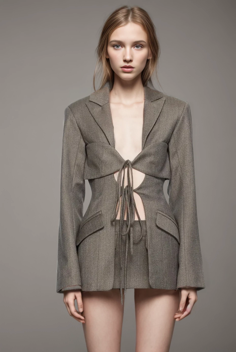 TWOTWINSTYLE Irregular Strap Design  Hollow Out Blazer
