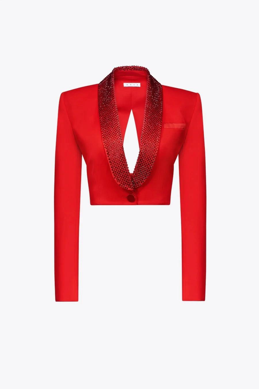 TWOTWINSTYLE Diamonds Backless Lapel  Short Blazer