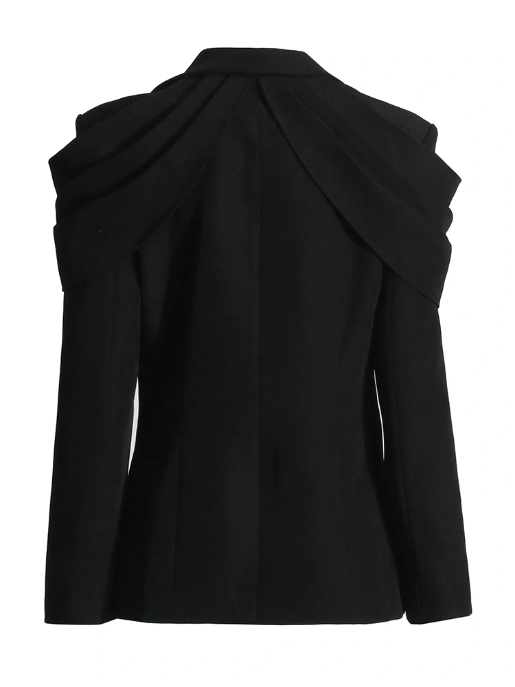 TWOTWINSTYLE Pleated Patchwork Women Jacket Blazer