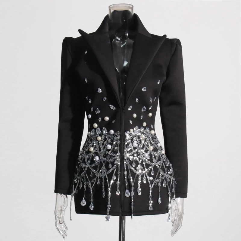 TWOTWINSTYLE Diamonds Sequin  Women Blazer Dresses Women