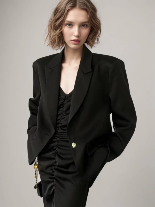 TWOTWINSTYLE Solid  Backless Split  Women Blazer